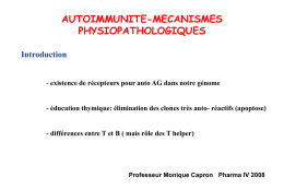 AUTOIMMUNITE-MECANISMES PHYSIOPATHOLOGIQUES Introduction
