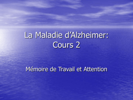 La Maladie d’Alzheimer: Cours 2 Mémoire de Travail et Attention