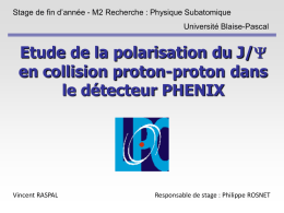 Etude de la polarisation du J/ en collision proton-proton dans Y