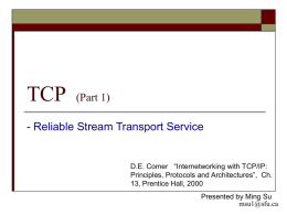 TCP (Part 1) - Reliable Stream Transport Service