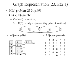 Graph Representation (23.1/22.1) • HW: problem 23.3, p.496 • G=(V, E) -graph: