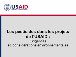 Les pesticides dans les projets de l’USAID : Exigences et  considérations environnementales