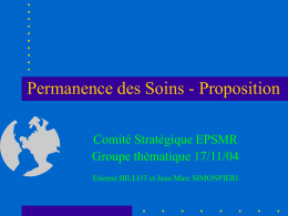 Permanence des Soins - Proposition Comité Stratégique EPSMR Groupe thématique 17/11/04