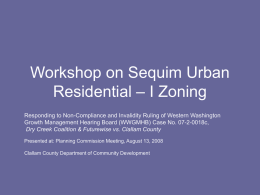 Workshop on Sequim Urban – I Zoning Residential