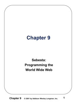 Chapter 9 Sebesta: Programming the World Wide Web