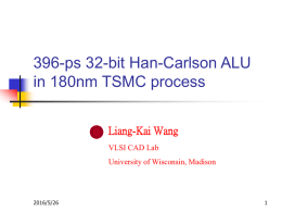 396-ps 32-bit Han-Carlson ALU in 180nm TSMC process Liang-Kai Wang VLSI CAD Lab