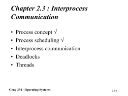 Chapter 2.3 : Interprocess Communication • Process concept • Process scheduling