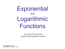 Exponential Logarithmic Functions and