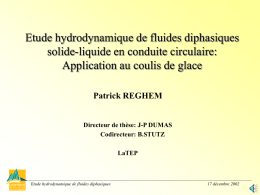 Etude hydrodynamique de fluides diphasiques solide-liquide en conduite circulaire: