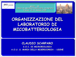 ORGANIZZAZIONE DEL LABORATORIO DI MICOBATTERIOLOGIA CLAUDIO SCARPARO