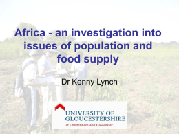 Africa issues of population and food supply Dr Kenny Lynch