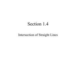 Section 1.4 Intersection of Straight Lines