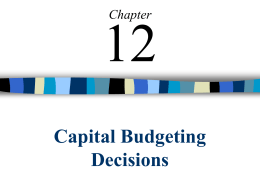 12 Capital Budgeting Decisions Chapter