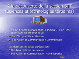 A la découverte de la section STT (Sciences et technologies tertiaires)