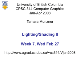 Lighting/Shading II Week 7, Wed Feb 27