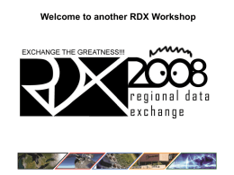 8 Welcome to another RDX Workshop