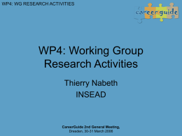 WP4: Working Group Research Activities Thierry Nabeth INSEAD