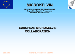 MICROKELVIN EUROPEAN MICROKELVIN COLLABORATION SEVENTH FRAMEWORK PROGRAMME