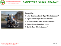 SAFETY TIPS “MUDIK LEBARAN”