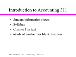 Introduction to Accounting 311 • Student information sheets • Syllabus