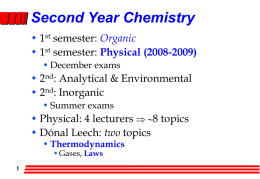 Second Year Chemistry • 1 semester: