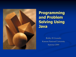 Programming and Problem Solving Using Java