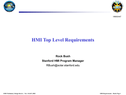 HMI Top Level Requirements Rock Bush Stanford HMI Program Manager