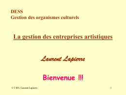 Laurent Lapierre Bienvenue !!! La gestion des entreprises artistiques DESS