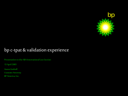 bp c-tpat &amp; validation experience