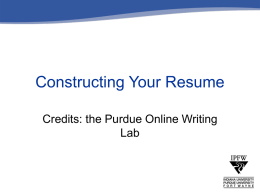 Constructing Your Resume Credits: the Purdue Online Writing Lab