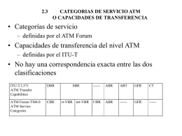 • Categorías de servicio • Capacidades de transferencia del nivel ATM