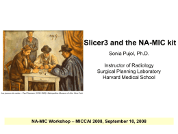 Slicer3 and the NA-MIC kit NA-MIC National Alliance for Medical Image Computing -mic.org