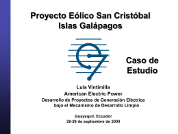 Proyecto Eólico San Cristóbal Islas Galápagos Caso de Estudio