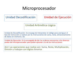Microprocesador Unidad Decodificación Unidad de Ejecución Unidad Aritmética Lógica