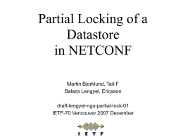Partial Locking of a Datastore in NETCONF