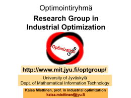 Optimointiryhmä Research Group in Industrial Optimization