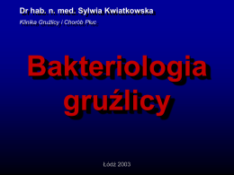 Bakteriologia gruźlicy Dr hab. n. med. Sylwia Kwiatkowska Klinika Gruźlicy i Chorób Płuc