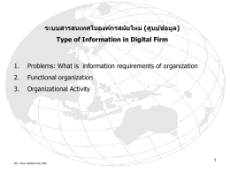 ระบบสารสนเทศในองค์กรสม ัยใหม่ (ศูนย์ข้อมูล) Type of Information in Digital Firm 1.