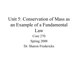 Unit 5: Conservation of Mass as an Example of a Fundamental Law