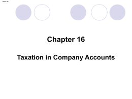 Chapter 16 Taxation in Company Accounts Slide 16.1