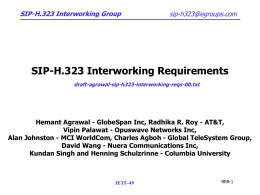 SIP-H.323 Interworking Requirements SIP-H.323 Interworking Group