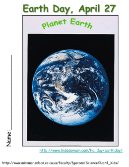Earth Day, April 27 __ ___ ____