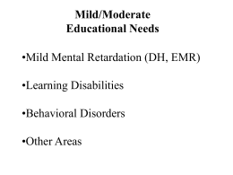 Mild/Moderate Educational Needs •Mild Mental Retardation (DH, EMR) •Learning Disabilities