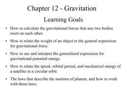 Chapter 12 - Gravitation Learning Goals