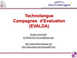 Technolangue Campagnes  d’Evaluation (EVALDA)