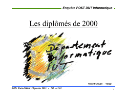 Les diplômés de 2000 Enquête POST-DUT Informatique Ratard Claude  - Vélizy