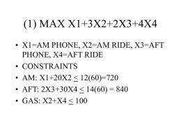 (1) MAX X1+3X2+2X3+4X4