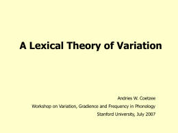 A Lexical Theory of Variation