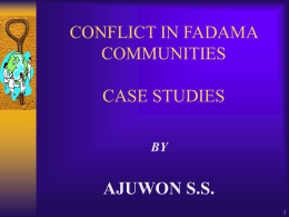 CONFLICT IN FADAMA COMMUNITIES CASE STUDIES AJUWON S.S.