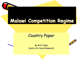 Malawi Competition Regime Country Paper By M G Tsoka Centre for Social Research